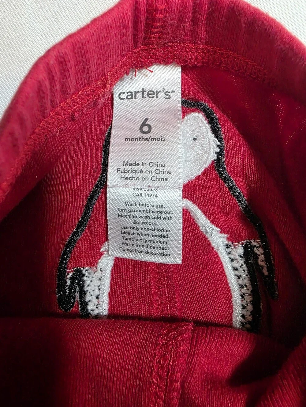 Happy Girl Carters Gray Onesie with Cherry Red Penguin Pants 6 Months EUC